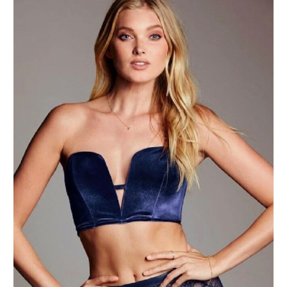 Victoria's Secret Mini Bustier Dream Angels Blue Velvet Bra Top NWT Medium